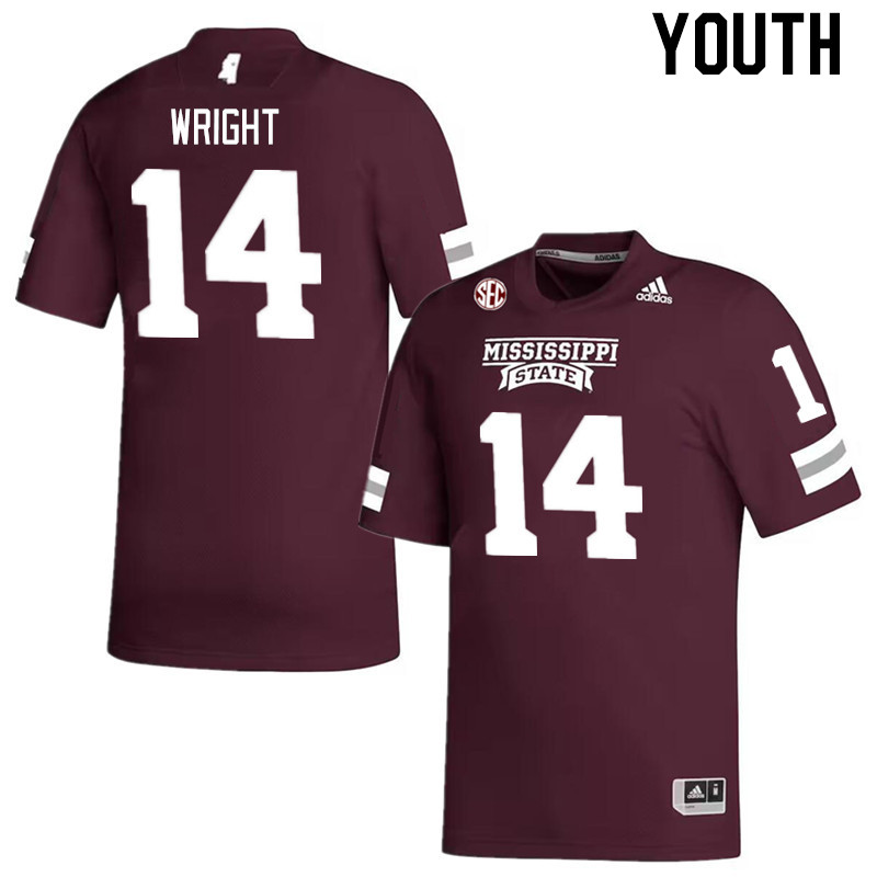 Youth #14 Mike Wright Mississippi State Bulldogs College Football Jerseys Stitched Sale-Maroon - Click Image to Close